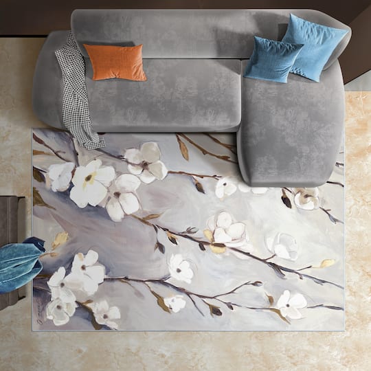 Empire Art Direct 5ft. x 7.5ft. Blossoming Up II B Washable Flowers Area Rug